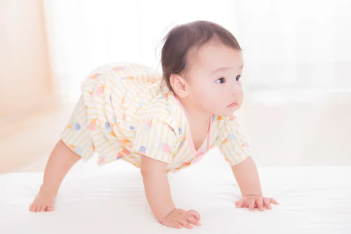 四つん這いの赤ちゃんの写真
