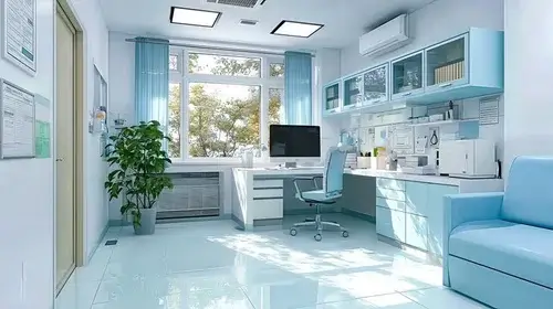 診察室での子どもの発達検査の様子